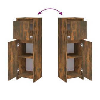 Badkamerkast 30x30x95 cm bewerkt hout gerookt eikenkleurig 6