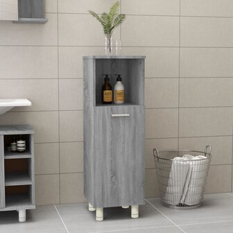 Badkamerkast 30x30x95 cm bewerkt hout grijs sonoma eikenkleurig 1