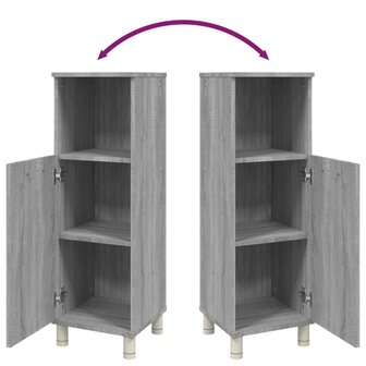 Badkamerkast 30x30x95 cm bewerkt hout grijs sonoma eikenkleurig 9