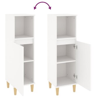 Badkamerkast 30x30x100 cm bewerkt hout wit 9