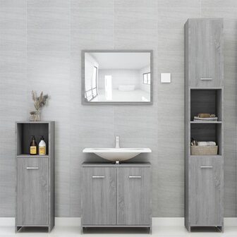 Badkamerkast 30x30x95 cm bewerkt hout grijs sonoma eikenkleurig 3