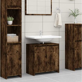 Badkamerkast 60x33x61 cm bewerkt hout gerookt eikenkleurig 1