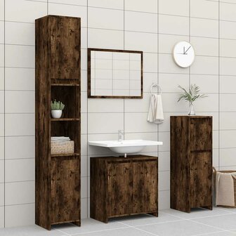 Badkamerkast 60x33x61 cm bewerkt hout gerookt eikenkleurig 3