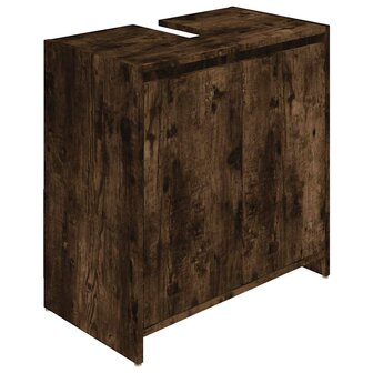 Badkamerkast 60x33x61 cm bewerkt hout gerookt eikenkleurig 8