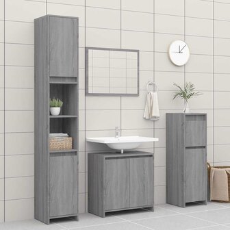 Badkamerkast 60x33x61 cm bewerkt hout grijs sonoma eikenkleurig 3