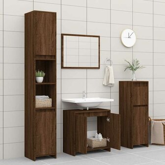 Badkamerkast 60x33x61 cm bewerkt hout bruin eikenkleur 3
