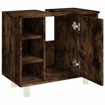 Badkamerkast 60x32x53,5 cm bewerkt hout gerookt eikenkleurig 7