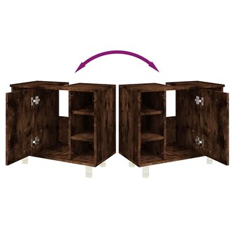 Badkamerkast 60x32x53,5 cm bewerkt hout gerookt eikenkleurig 9