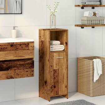 Badkamerkast 30x30x95 cm bewerkt hout oud houtkleurig 3