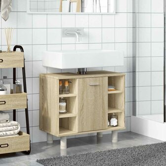 Badkamerkast 60x32x53,5 cm spaanplaat sonoma eikenkleurig 3