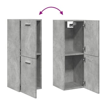 Badkamerwandkast 30x30x80 cm bewerkt hout betongrijs 8