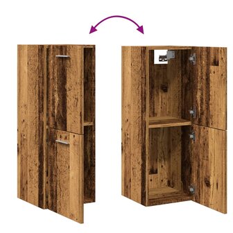 Badkamerwandkast 30x30x80 cm bewerkt hout oud houtkleurig 8