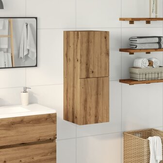 Badkamerwandkast 30x30x80 cm bewerkt hout artisanaal eikenkleur 2