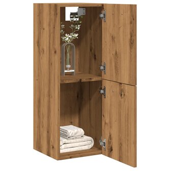Badkamerwandkast 30x30x80 cm bewerkt hout artisanaal eikenkleur 3