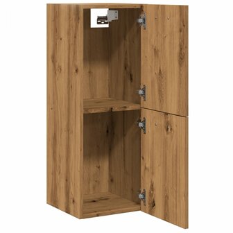 Badkamerwandkast 30x30x80 cm bewerkt hout artisanaal eikenkleur 5