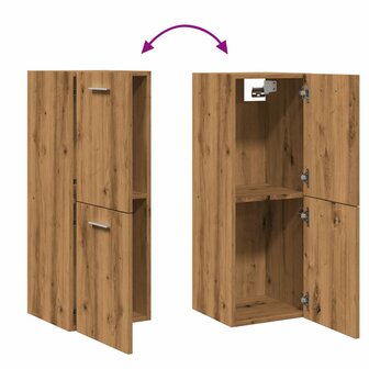 Badkamerwandkast 30x30x80 cm bewerkt hout artisanaal eikenkleur 8