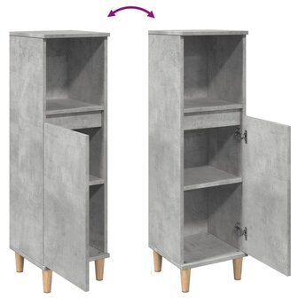Badkamerkast 30x30x100 cm bewerkt hout betongrijs 8