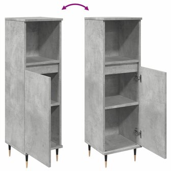 Badkamerkast 30x30x100 cm bewerkt hout betongrijs 8