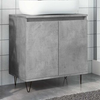 Badkamerkast 58x33x60 cm bewerkt hout betongrijs 1