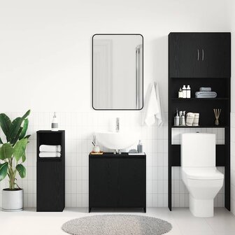 Badkamerkast 60x33x60 cm spaanplaat zwart eikenkleurig 3