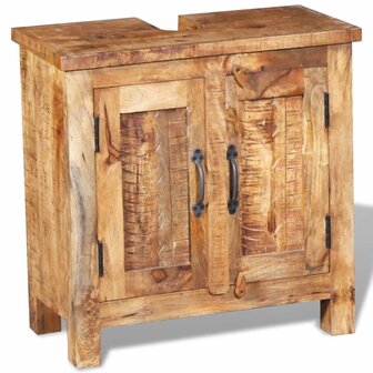 Wastafelkast met spiegel en 2 zijkasten massief mangohout 9