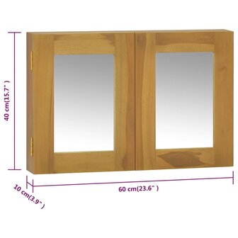 Spiegelkast 60x10x40 cm massief teakhout 9