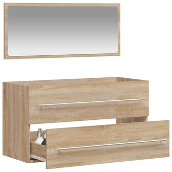 Badkamerkast met spiegel bewerkt hout sonoma eikenkleurig 3