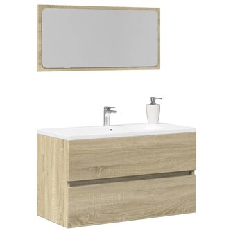 Badkamerkast met spiegel 80x38,5x45 cm sonoma eikenkleurig 1