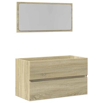 Badkamerkast met spiegel 80x38,5x45 cm sonoma eikenkleurig 2