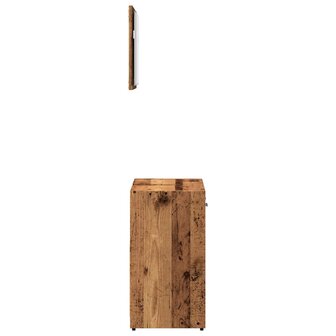 Badkamerkast met spiegel bewerkt hout oud houtkleurig 5