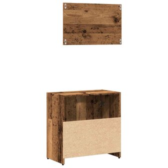 Badkamerkast met spiegel bewerkt hout oud houtkleurig 6