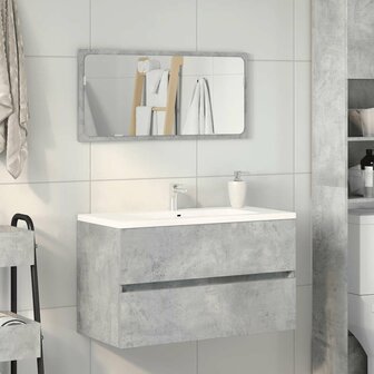Badkamerkast met spiegel bewerkt hout betongrijs 3