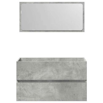 Badkamerkast met spiegel bewerkt hout betongrijs 4