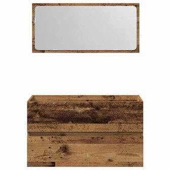Badkamerkast met spiegel bewerkt hout oud houtkleurig 4