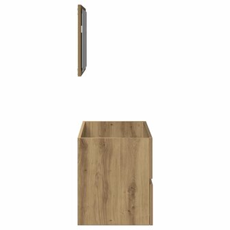 Badkamerkast met spiegel bewerkt hout artisanaal eikenkleurig 5