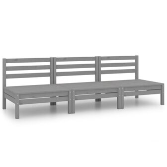 3-delige Loungeset massief grenenhout grijs 2
