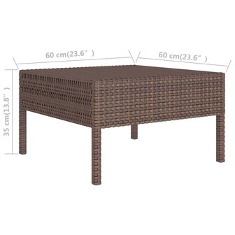 2-delige Loungeset met kussens poly rattan bruin 6