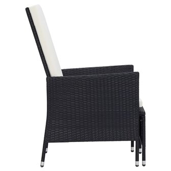 2-delige Loungeset met kussens poly rattan zwart 5