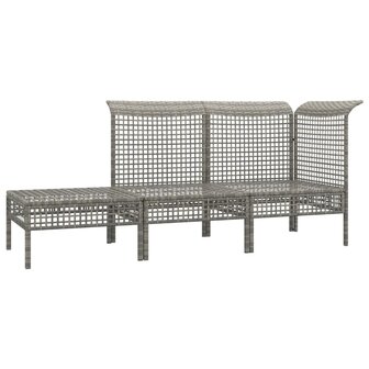 3-delige Loungeset met kussens poly rattan grijs 4