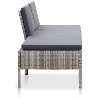 3-delige Loungeset met kussens poly rattan grijs  3