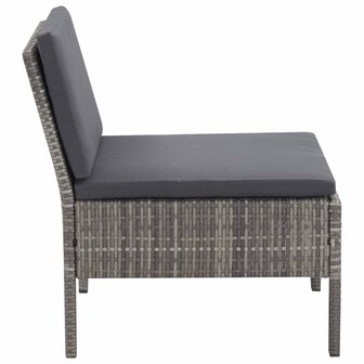 3-delige Loungeset met kussens poly rattan grijs  5