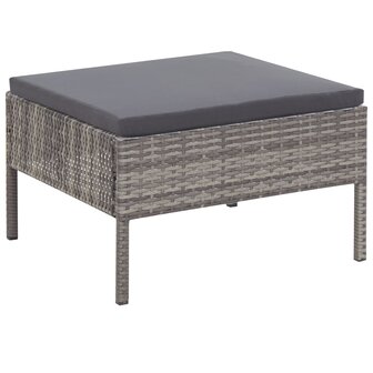 3-delige Loungeset met kussens poly rattan grijs  7