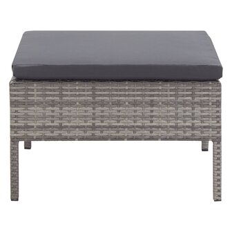 3-delige Loungeset met kussens poly rattan grijs  8