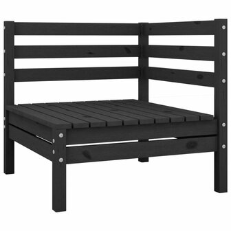 3-delige Loungeset massief grenenhout zwart 2