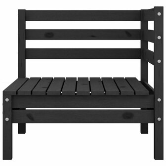 3-delige Loungeset massief grenenhout zwart 3