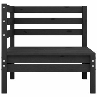 3-delige Loungeset massief grenenhout zwart 4