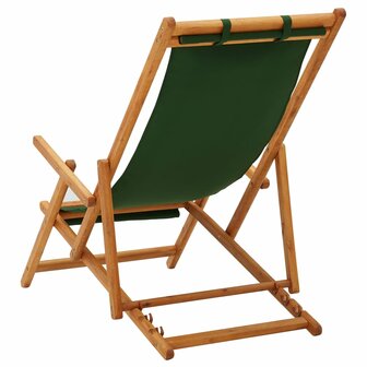 Strandstoel inklapbaar massief eucalyptushout en stof groen 4