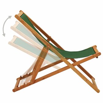 Strandstoel inklapbaar eucalyptushout en stof groen 3