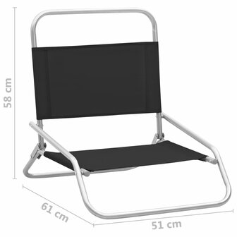 Strandstoelen 2 st inklapbaar stof zwart 8