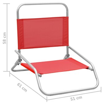 Strandstoelen 2 st inklapbaar stof rood 8